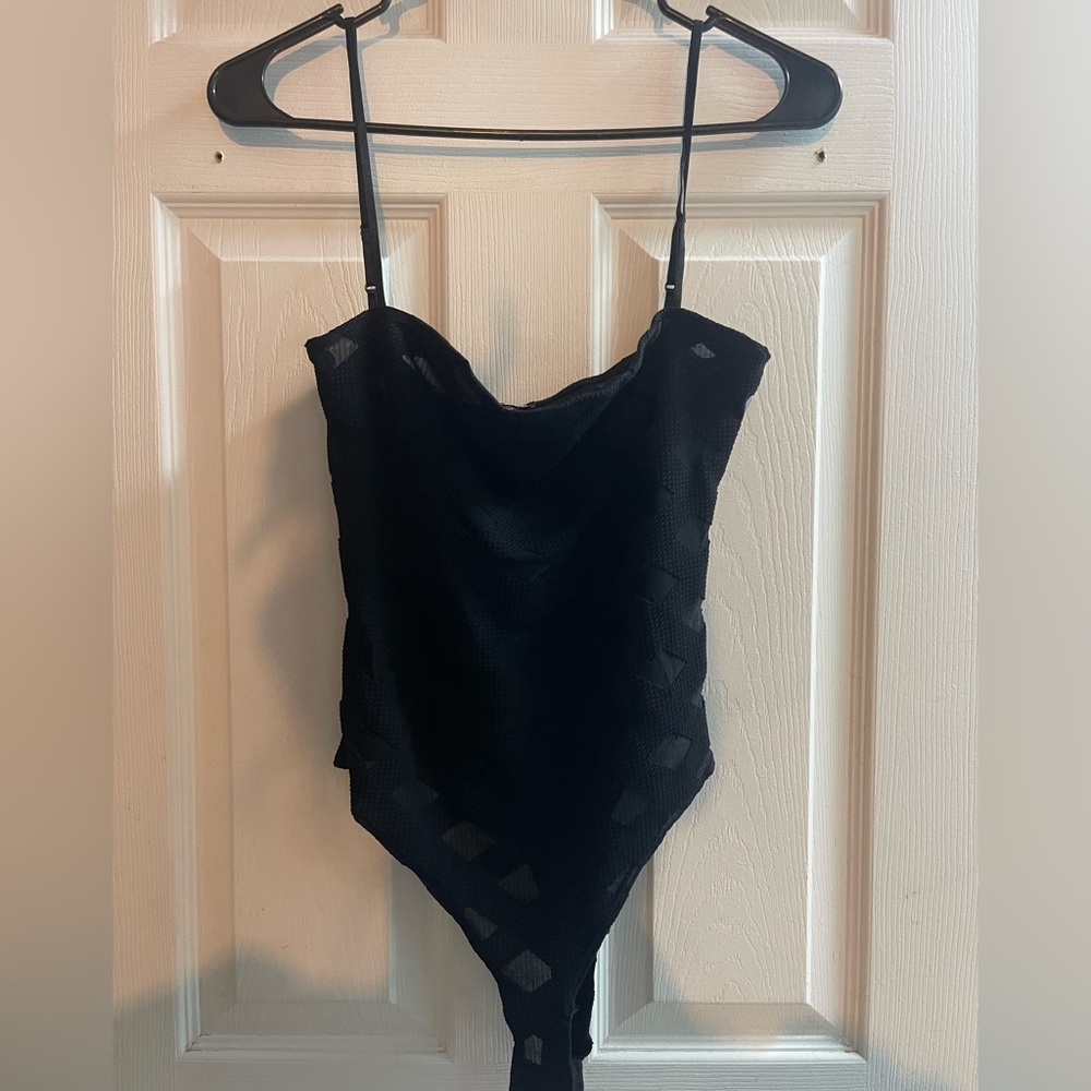 Black bodysuit mesh paneling medium